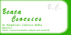 beata csocsics business card